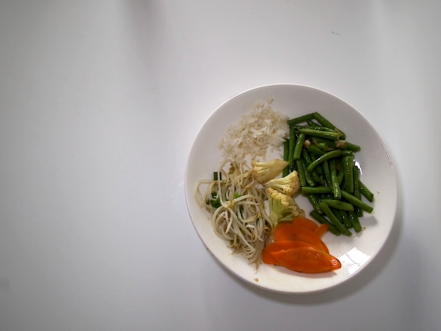 Beansprouts with green beans & rice