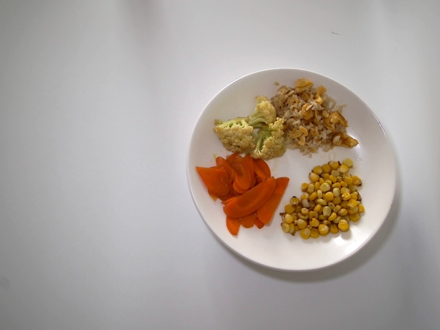 Cauliflower, rice, carrots & corn