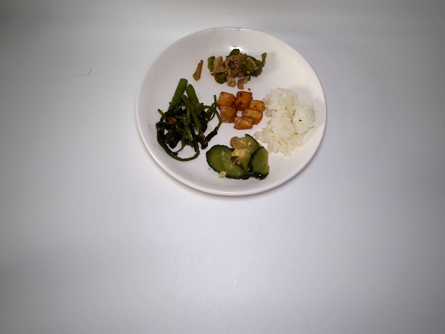 Stir-fried water spinach with rice
